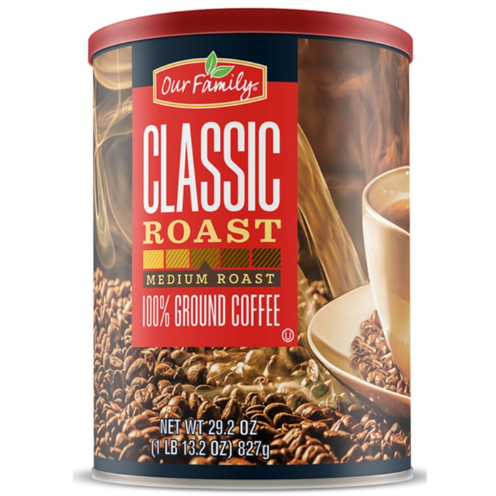 Our Family Classic Roast Ground Coffee Tin  29.2oz (Medium Roast)