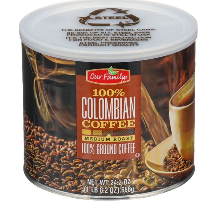 100% Columbian Ground Coffee Tin 24.2oz (Medium Roast)