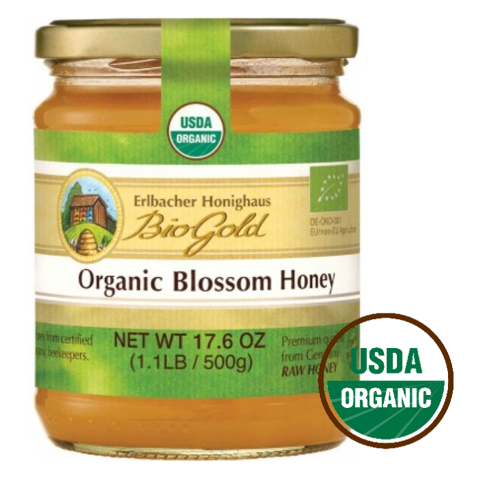 Bio Gold Organic Raw Honey 17.6oz [2 Jars] (Blossom)