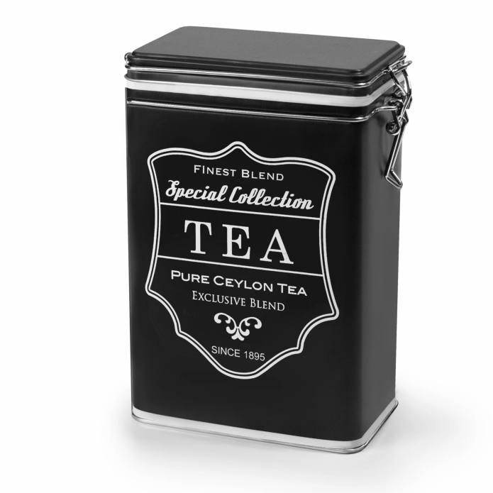 Black Retro Square TEA Canister With Airtight Clamp Lid