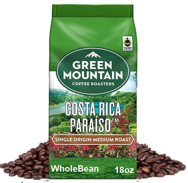 Green Mountain Coffee Costa Rica Paraiso Whole Bean Coffee 18oz (Medium Roast)