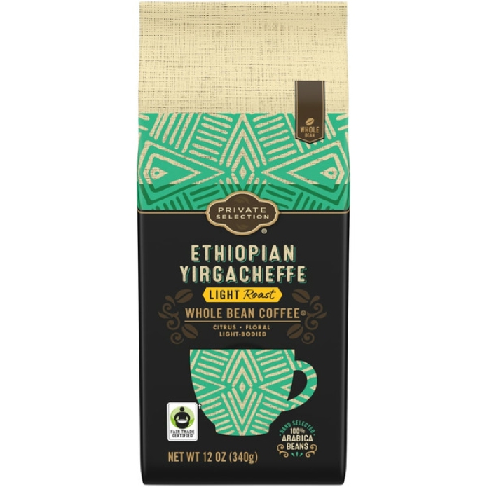 Ethiopian Yirgacheffe Single Origin Whole Bean Coffee 12oz (Light Roast)