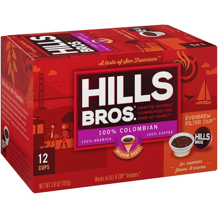 Hills Bros 100% Colombian Coffee Pods 12cts (Medium Roast)