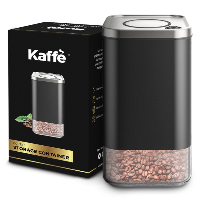 Kaffe Coffee Canister Storage Container Stainless Steel 16oz/1lb Capacity