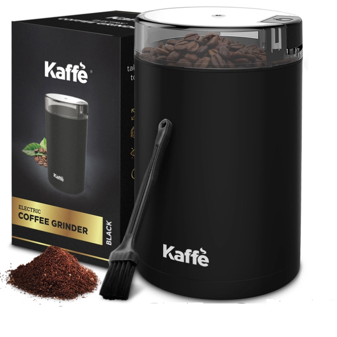 Kaffe Electric Coffee Grinder with Cleaning Brush 3.5oz (Black)