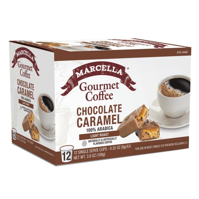 Marcella Gourmet Chocolate Caramel Coffee Pods 12Kcups (Light Roast)