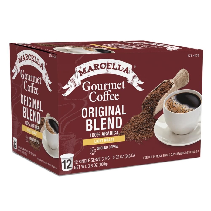Marcella Gourmet Original Blend Coffee Pods 12Kcups (Light Roast)