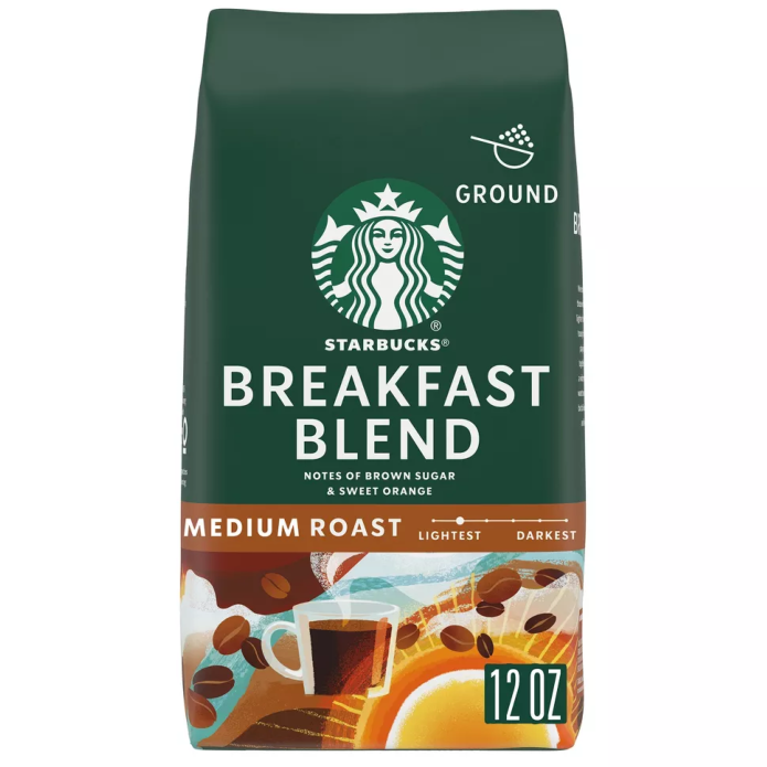 Starbucks Breakfast Blend Ground Coffee 12oz (Medium Roast)