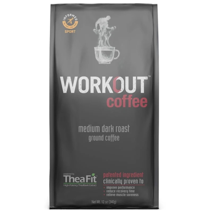 WORKOUT Ground Coffee with TheaFit 12oz (Medium Dark Roast)