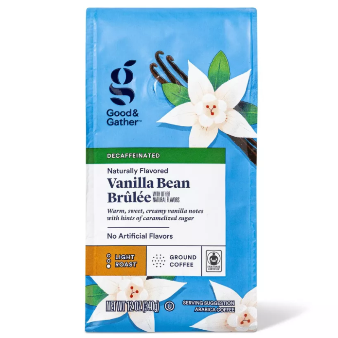 Vanilla Bean Brulee  Flavored Ground Coffee DECAF 12oz (Light Roast)