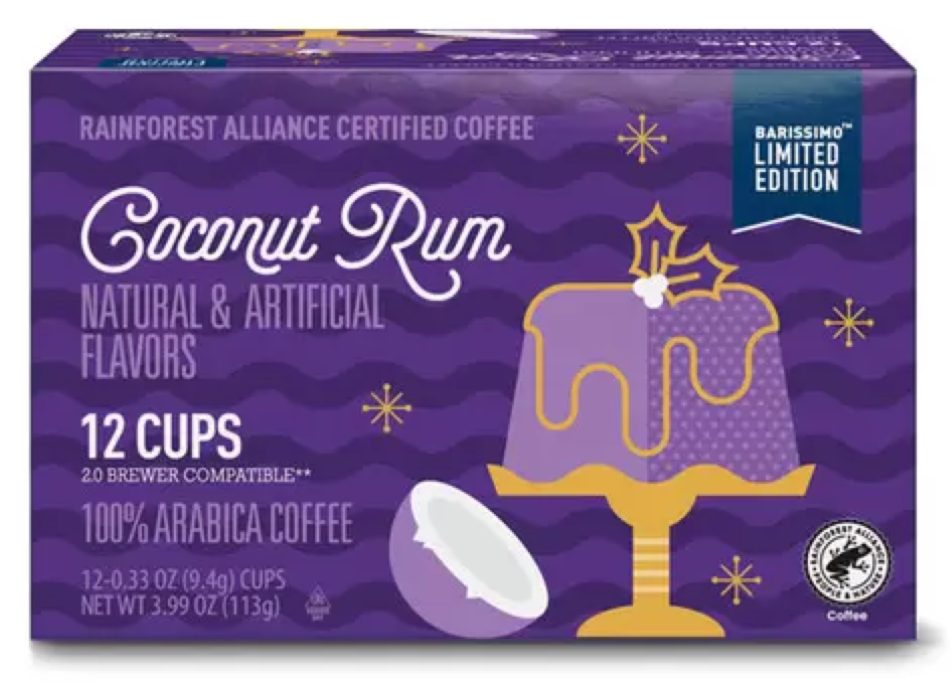 Barissimo Rum Coconut Flavored Coffeepods K-cups 12ct (Light Roast)